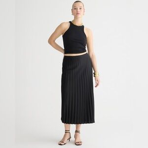 J. Crew Gwyneth Black Midi Pleated Skirt